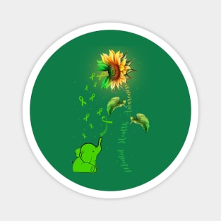 Mental Health Awareness Sunflower, Green Ribbon Magnet